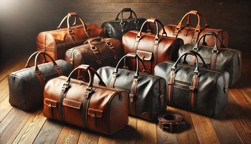 Comparison chart of different leather types for duffle bags, showing durability and best uses.