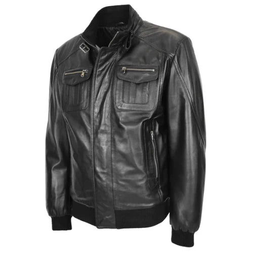 Men's Phantom Flight Bomber Leather Jacket-Men's Bomber Jacket-Premium Leather Store