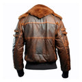 Men's Brown Flight Faux Shearling Lapel Bomber Leather Jacket-Men Shearling Jacket-Premium Leather Store