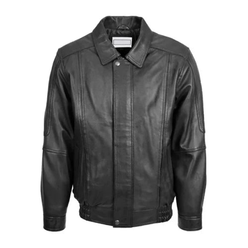 Men's Black Mirage Bomber Leather Jacket