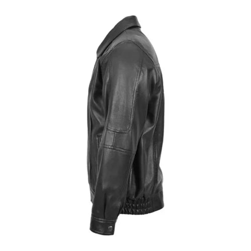 Men's Black Mirage Bomber Leather Jacket-Men's Bomber Jacket-Premium Leather Store