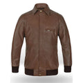 Men's Brown Vortex Bomber Leather Jacket-Men's Bomber Jacket-Premium Leather Store