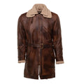 Rust Sherpa Lining Genuine Leather Trench Coat-Men Leather Coat-Premium Leather Store