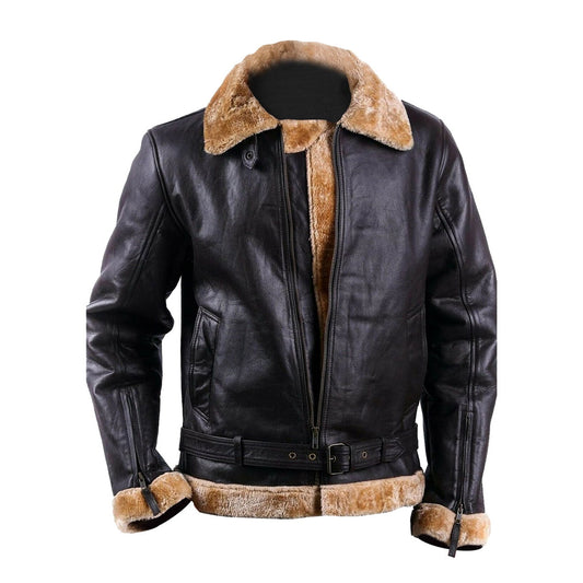 Men's B3 Faux Shearling Sword Leather Jacket-Men Shearling Jacket-Premium Leather Store