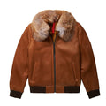 Men's B3 Brown Faux Shearling Flying Aviator Bomber Jacket-Men Shearling Jacket-Premium Leather Store