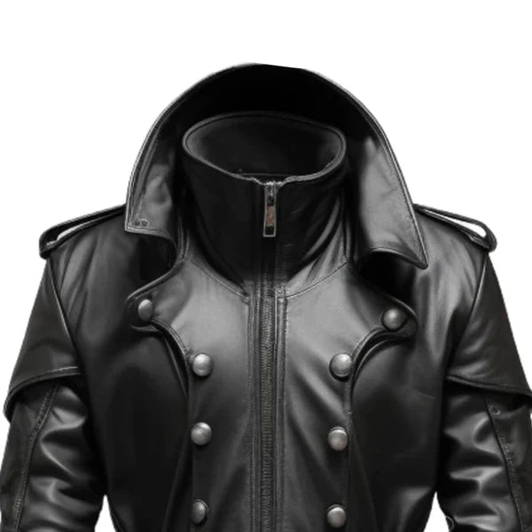 Black Stylish Hooded Genuine Leather Coat-Men Leather Coat-Premium Leather Store