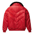 Men's Red V-Bomber Faux Shearling Leather Jacket-Men Shearling Jacket-Premium Leather Store