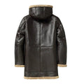 Men's Coffee Hooded B3 Shearling Leather Coat-Men Leather Coat-Premium Leather Store