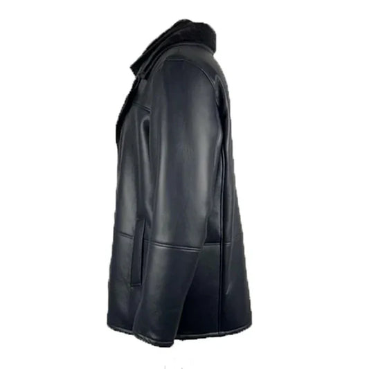 Black Alex's Shearling Driving Real Leather Coat-Men Leather Coat-Premium Leather Store