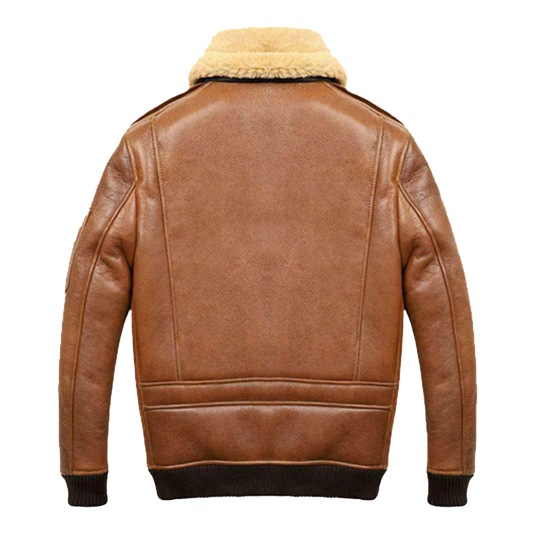 Men's Aviator Camel A2 Faux Shearling Bomber Leather Jacket-Men Shearling Jacket-Premium Leather Store