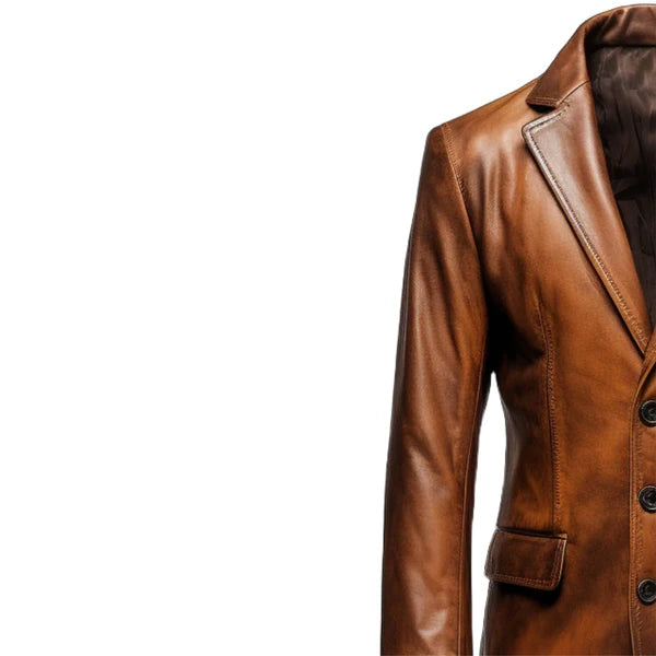 Brown Winter Round Cuffs Classic Leather Coat-Men Leather Coat-Premium Leather Store