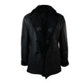 Black German Double-Breasted Leather Military Coat-Men Leather Coat-Premium Leather Store