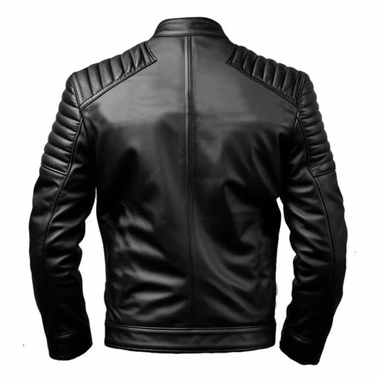 Men's Slim Fit Black Genuine Leather Jacket-Leather Jackets-Premium Leather Store