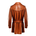 Tan Classic Long Real Leather Winter Coat-Men Leather Coat-Premium Leather Store