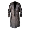 Black Real Leather Long Trench Winter Coat-Men Leather Coat-Premium Leather Store