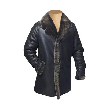 Black Hal Park's Traditional Shearling Leather Coat-Men Leather Coat-Premium Leather Store