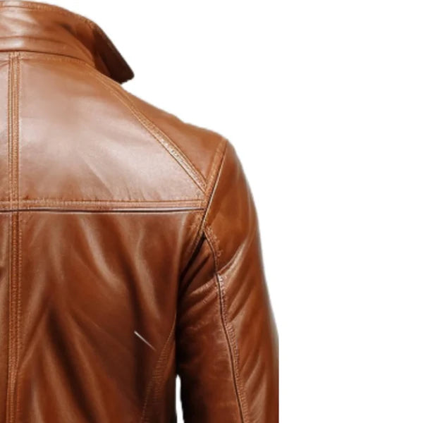 Brown Vintage Big Pockets Long Leather Coat-Men Leather Coat-Premium Leather Store