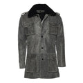 Grey Ryder Fur Collar Premium Leather Coat-Men Leather Coat-Premium Leather Store