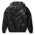 Men's Black V-Bomber Faux Shearling Full Fox Collar Leather Jacket-Men Shearling Jacket-Premium Leather Store