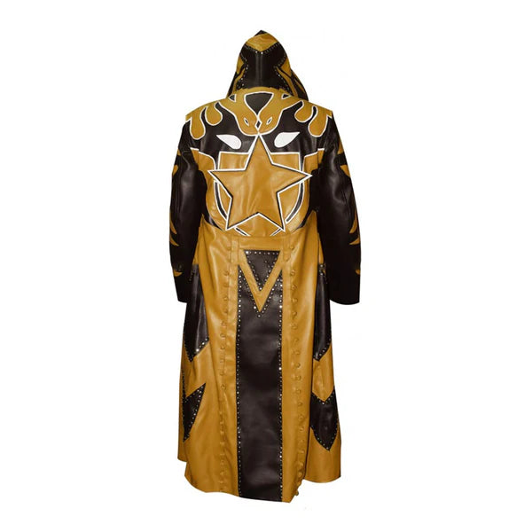 WWE Wrestler Goldust Hooded Stylish Leather Coat-Men Leather Coat-Premium Leather Store