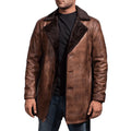 Brown Real Leather Long Trench Coat-Men Leather Coat-Premium Leather Store