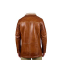 Brown Lamb Sherpa Lining Genuine Leather Coat-Men Leather Coat-Premium Leather Store