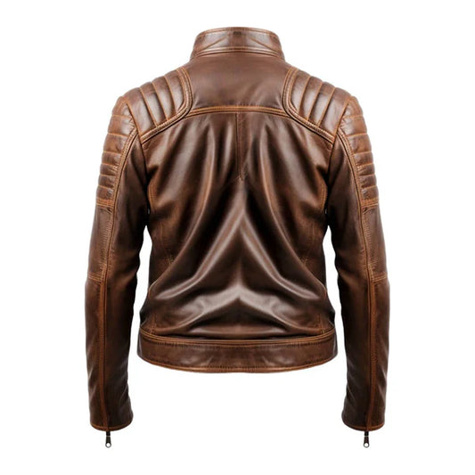 Men's Leo Distressed Brown Leather Jacket