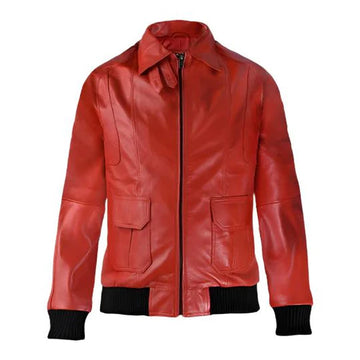 Men's Horizon Red Bomber Leather Jacket