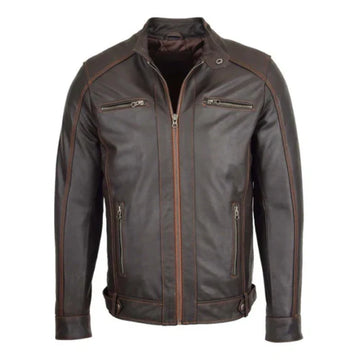 Men's Brown Ethan Classic Biker Leather Jacket