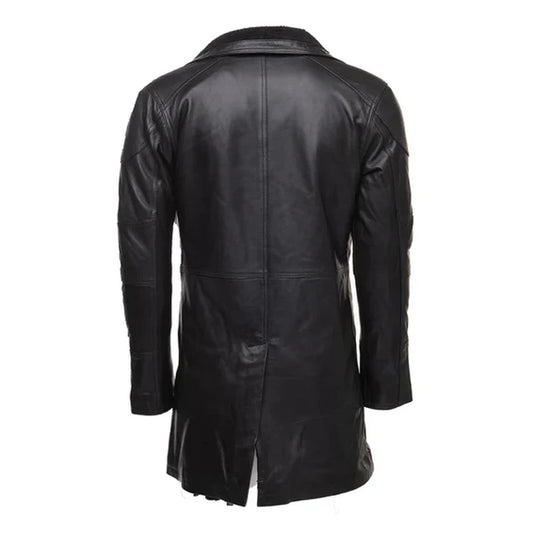 Black James' Tempest Genuine Leather Trench Coat-Men Leather Coat-Premium Leather Store