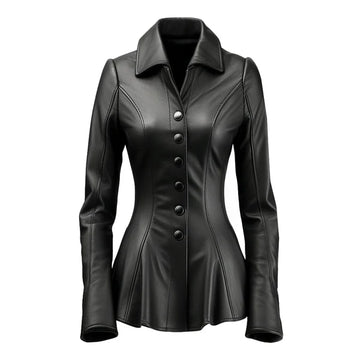 Women's Black Falk Long Genuine Leather Trench Coat