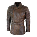 Brown Quarter Length German Motorcycle Leather Coat-Men Leather Coat-Premium Leather Store