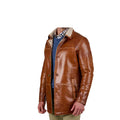 Brown Lamb Sherpa Lining Genuine Leather Coat-Men Leather Coat-Premium Leather Store