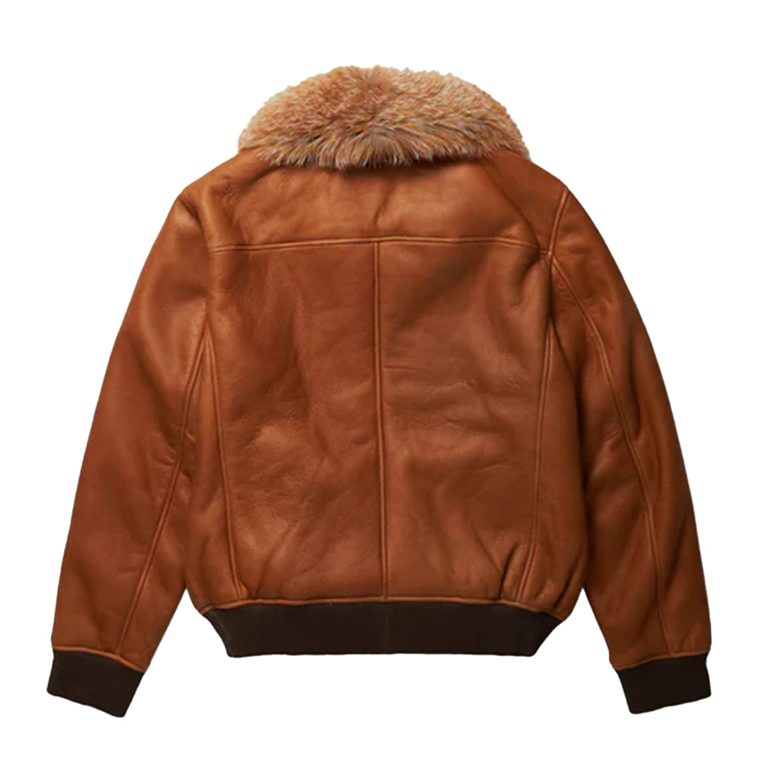 Men's B3 Brown Faux Shearling Flying Aviator Bomber Jacket-Men Shearling Jacket-Premium Leather Store