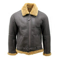 Men's Grey RAF Ginger Faux Shearling Flying Jacket-Men Shearling Jacket-Premium Leather Store