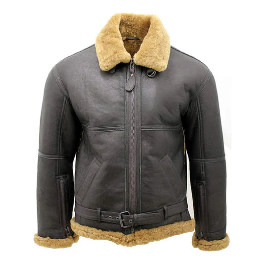 Men's Grey RAF Ginger Faux Shearling Flying Jacket-Men Shearling Jacket-Premium Leather Store