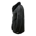 Black Reefer Double-Breasted Warm Real Leather Coat-Men Leather Coat-Premium Leather Store