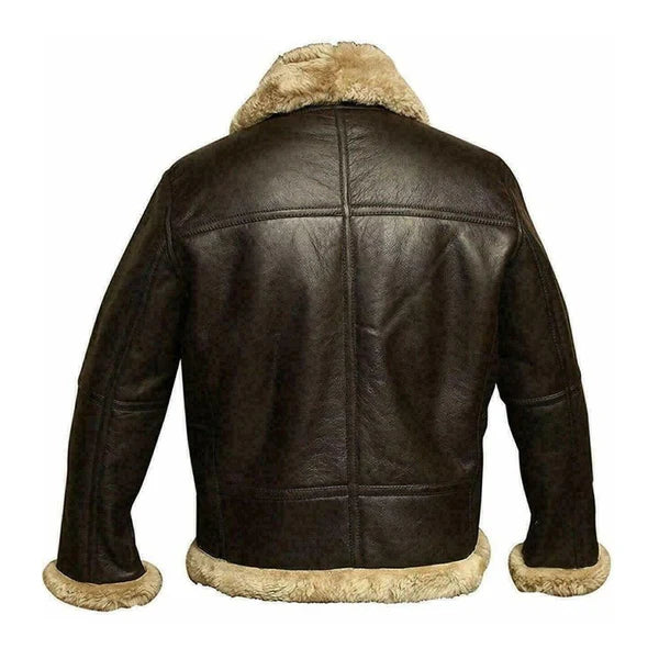 Men's Aviator RAF Flight Faux Shearling Leather Jacket-Men Shearling Jacket-Premium Leather Store