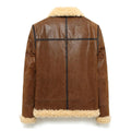 Men's Adjustable Warm Faux Shearling Aviator Leather Jacket-Men Shearling Jacket-Premium Leather Store