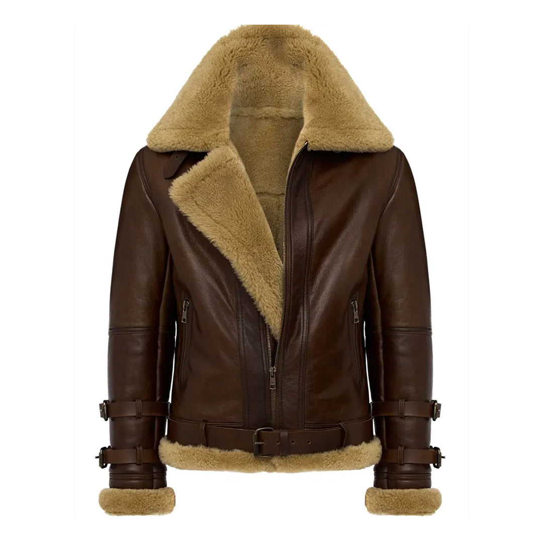 Men's RAF Douglas Faux Shearling Aviator Bomber Jacket-Men Shearling Jacket-Premium Leather Store