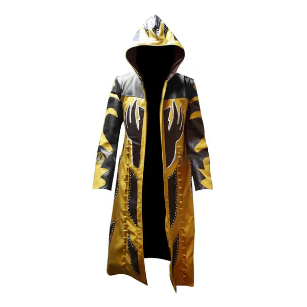 WWE Wrestler Goldust Hooded Stylish Leather Coat-Men Leather Coat-Premium Leather Store