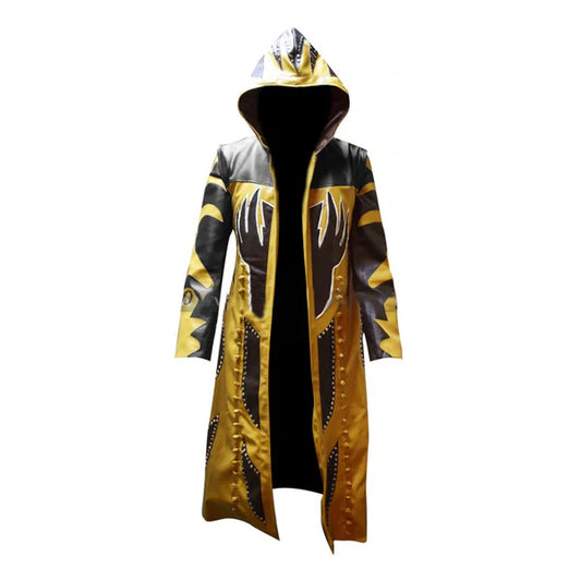 WWE Wrestler Goldust Hooded Stylish Leather Coat-Men Leather Coat-Premium Leather Store