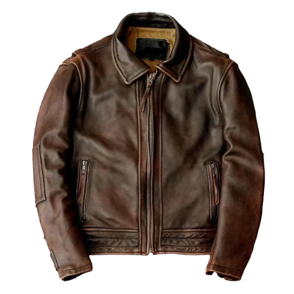 Men's Vintage Brown Biker Leather Jacket