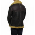 Men's Real Faux Shearling Bomber Black Leather Jacket-Men Shearling Jacket-Premium Leather Store