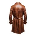 Brown Vintage Button Style Long Real Leather Coat-Men Leather Coat-Premium Leather Store