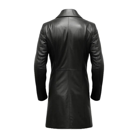 Black Classic Long Premium Leather Coat