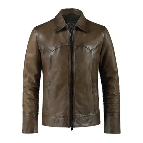 Men's Vintage Brown Phonics Leather Jacket