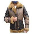 Men's Pilot Short Mixed Colors Faux Shearling Motorcycle Leather Jacket-Men Shearling Jacket-Premium Leather Store