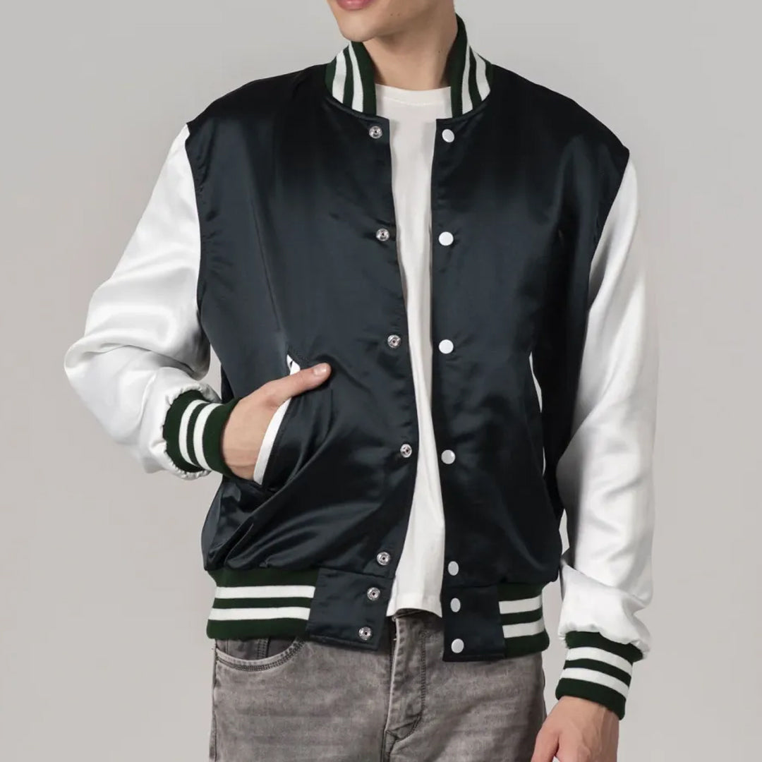 Dartmouth Green Satin Jacket with White Sleeves