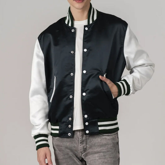 Dartmouth Green Satin Jacket with White Sleeves